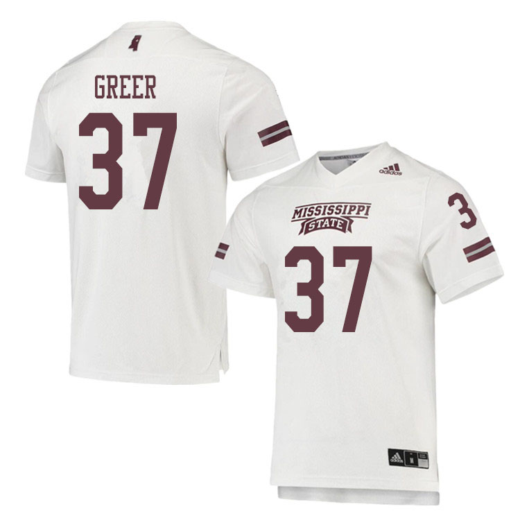 Men #37 Haze Greer Mississippi State Bulldogs College Football Jerseys Sale-White
